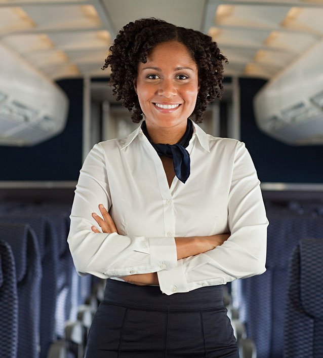 Stewardess on airplane